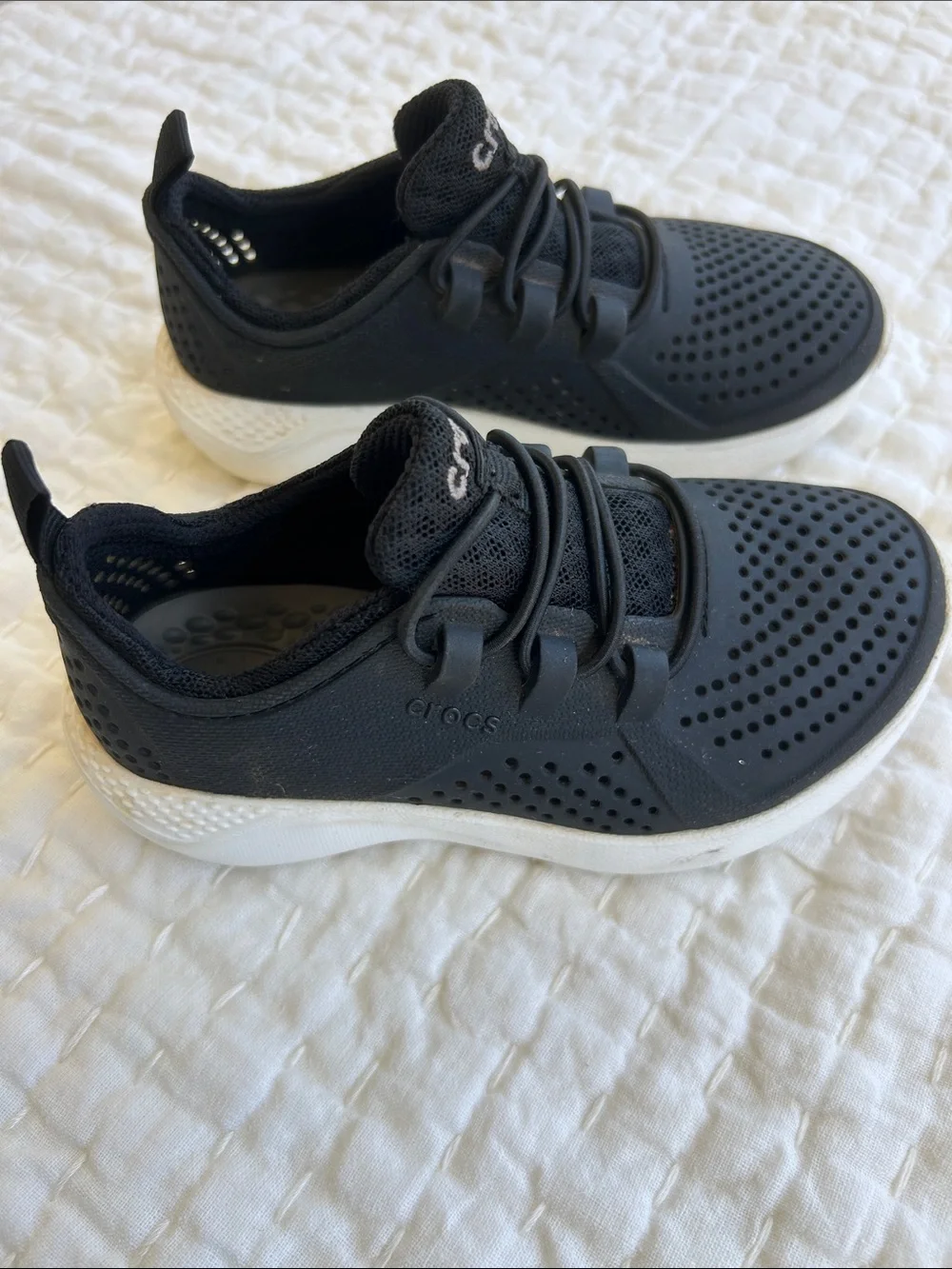 CROCS Kids Black and White LiteRide Sneakers